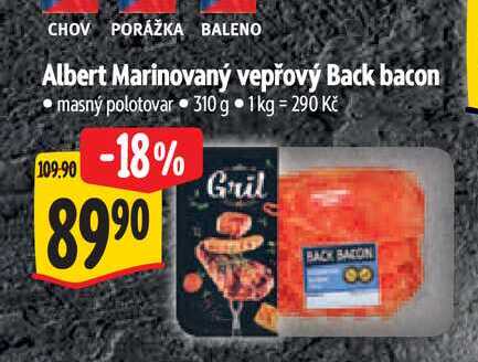 Albert Marinovaný vepřový Back bacon 310 g