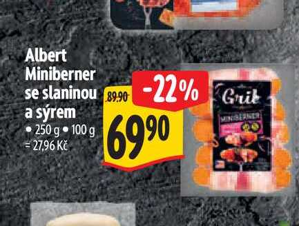 Albert Miniberner se slaninou a sýrem 250 g