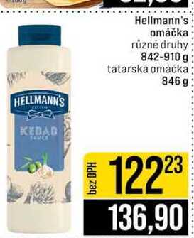 Hellmann's omáčka různé druhy 842-910 g tatarská omáčka 846 g 