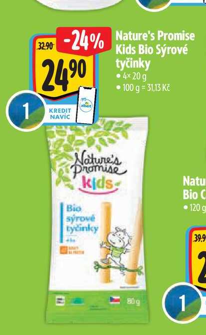   Nature's Promise  Kids Bio Sýrové tyčinky  4×20 g  