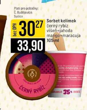 Sorbet kelímek černý rybíz višeň+jahoda mango+maracuja 105 ml 