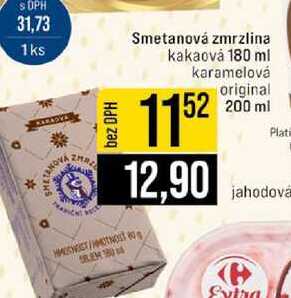 Smetanová zmrzlina kakaovȧ 180 ml karamelová original 200ml 