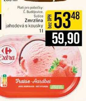Zmrzlina jahodová s kousky 1l