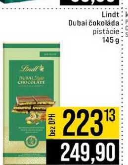 Lindt Dubai čokoláda pistácie 145 g 