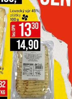 Lovecký sýr 45% platky 100 g 