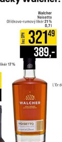 Walcher Noisetto Oříškovo-rumový likér 21% 0,7l