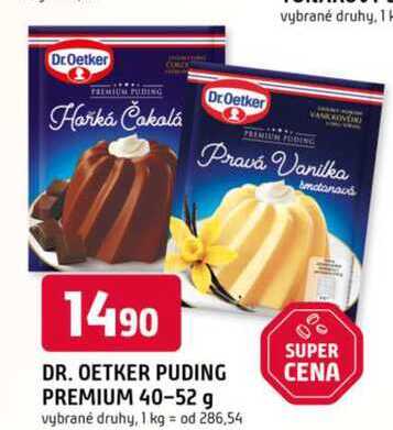 Dr. Oetker Puding premium, vybrané druhy 40g