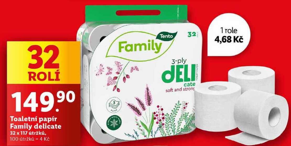 Toaletní papír Family delicate, 32 rolí