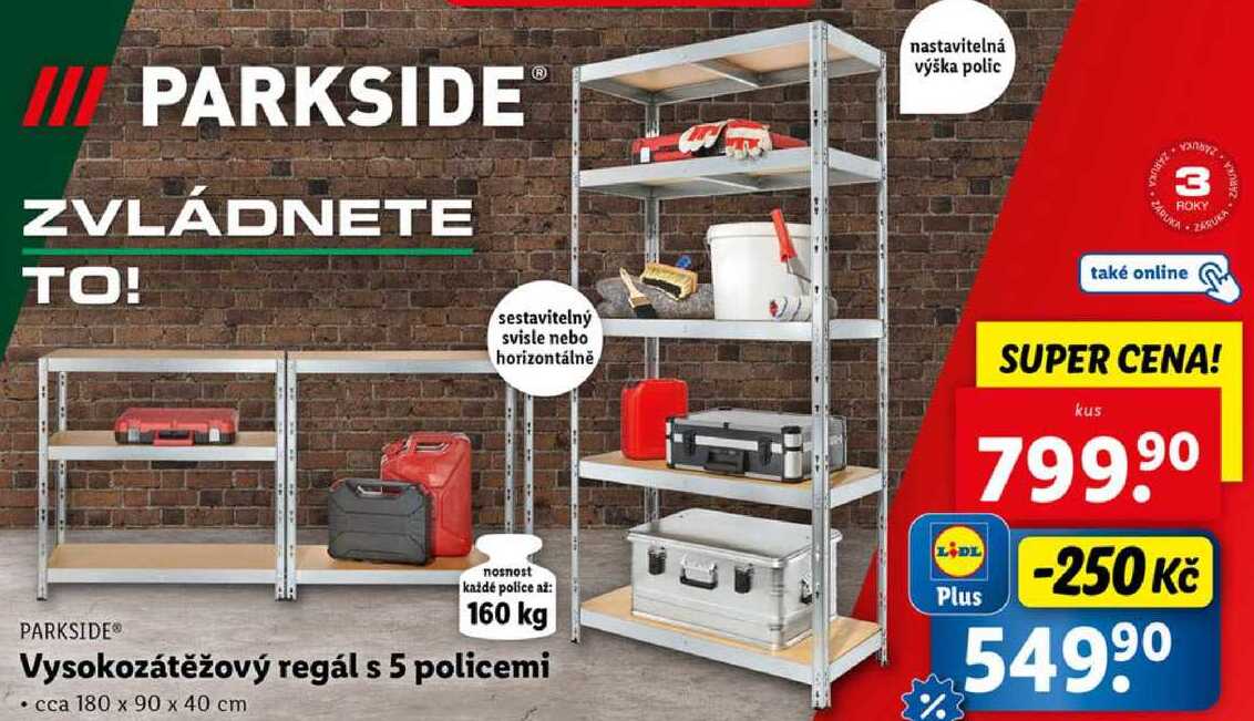 Vysokozátěžový regál s 5 policemi 
