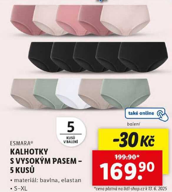 KALHOTKY S VYSOKÝM PASEM - 5 KUSŮ 