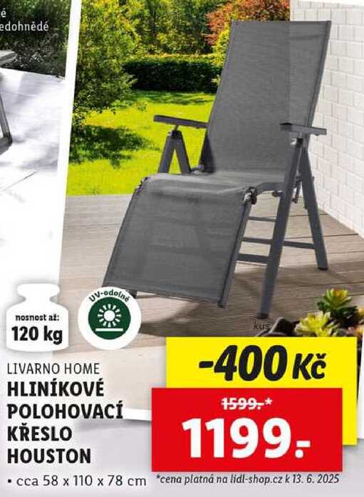 HLINÍKOVÉ POLOHOVACÍ KŘESLO HOUSTON 