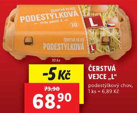 ČERSTVÁ VEJCE ,,L“ podestýlkový chov, 10 ks