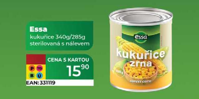Essa kukuřice 340g/285g sterilovaná s nálevem  