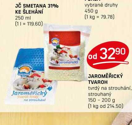 JAROMĚŘICKÝ TVAROH tvrdý na strouhání, strouhaný 150 - 200 g 