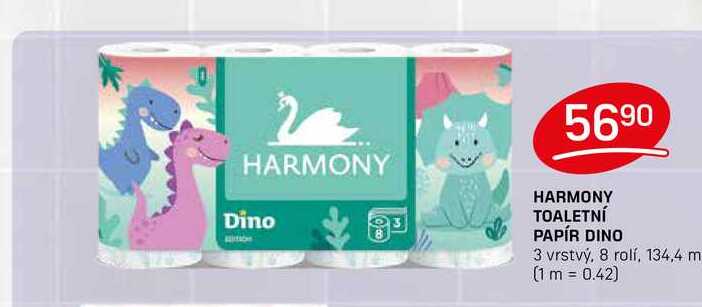 HARMONY TOALETNÍ PAPÍR DINO 3 vrstvý, 8 rolí