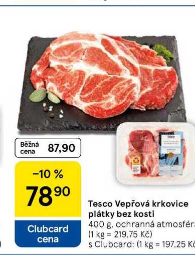 Tesco Vepřová krkovice plátky bez kosti, 400 g