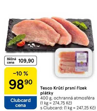 Tesco Krůtí prsní řízek plátky, 400 g