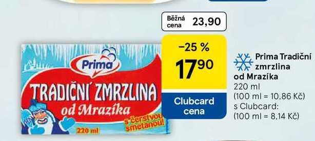 Prima Tradiční zmrzlina od Mrazíka, 220 ml 