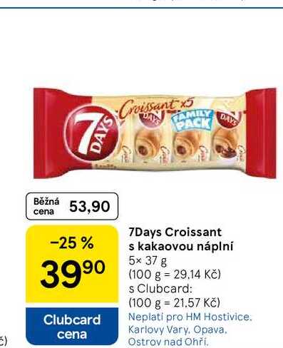 7Days Croissant s kakaovou náplní, 5x 37 g 
