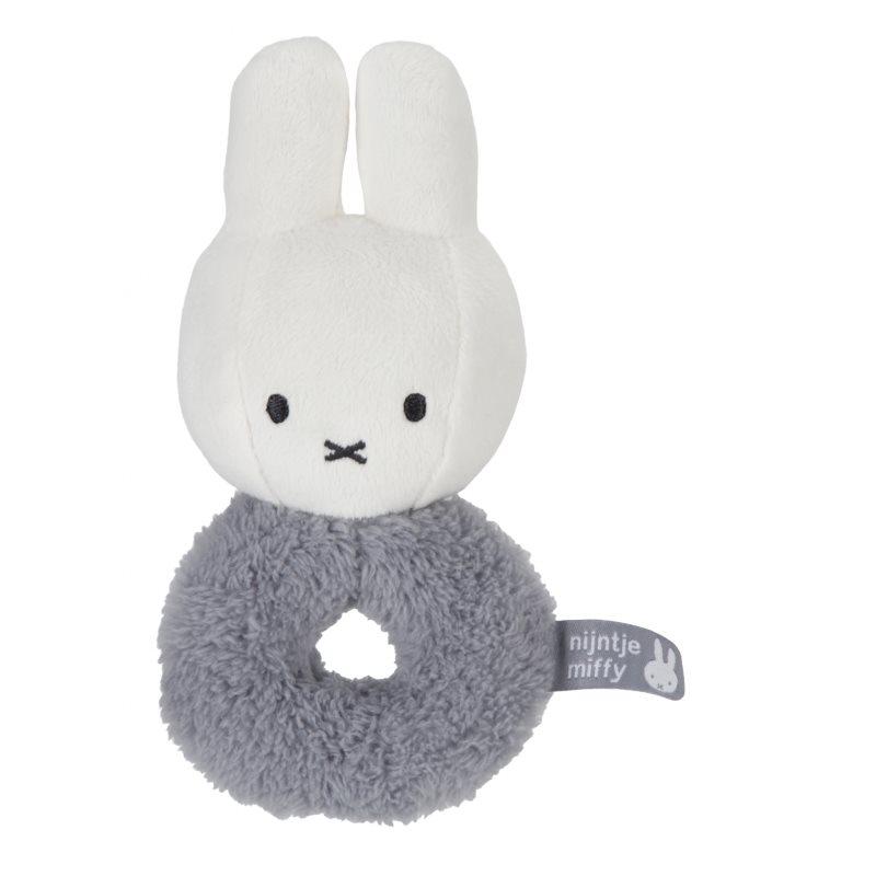Little Dutch Plush Rattle Miffy Fluffy Blue chrastítko 1 ks