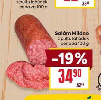 Salám Miláno z pultu lahůdek cena za 100 g 