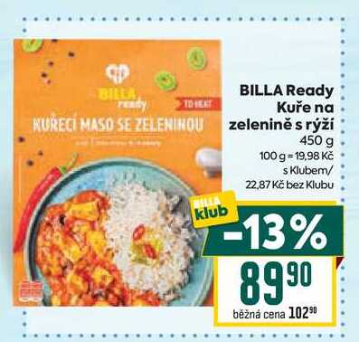 BILLA Ready Kuře na zelenině s rýží 450g