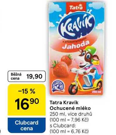 Tatra Kravík Ochucené mléko, 250 ml, více druhů  