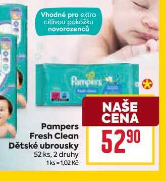 Pampers Fresh Clean Dětské ubrousky 52 ks