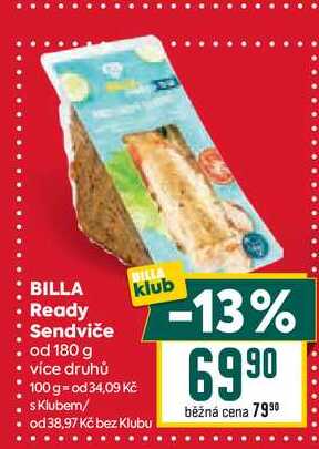 BILLA Ready Sendviče od 180 g 