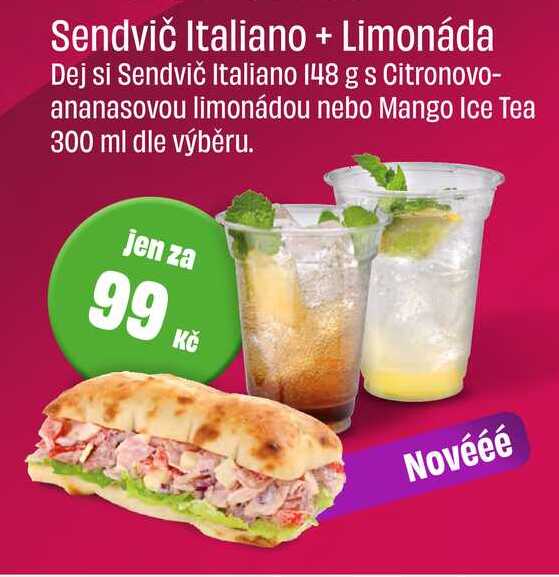 Sendvič Italiano + Limonáda 300 ml