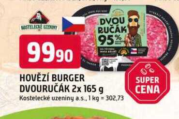HOVĚZÍ BURGER DVOURUČÁK 2x 165 g