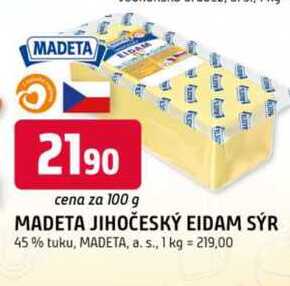 MADETA JIHOČESKÝ EIDAM SÝR 45% tuku, 100g