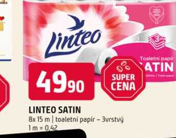 Linteo satin 8x 15 m toaletní papír 3vrstvý 