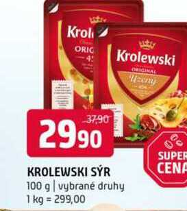 Krolewski sýr 100g, vybrané druhy