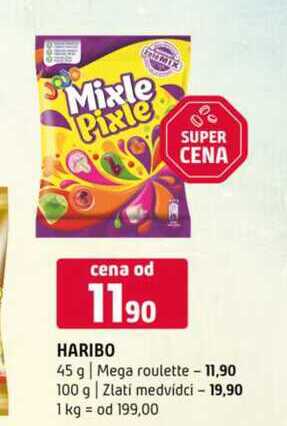 Haribo 45 g Mega roulette 100 g Zlati medvídci 