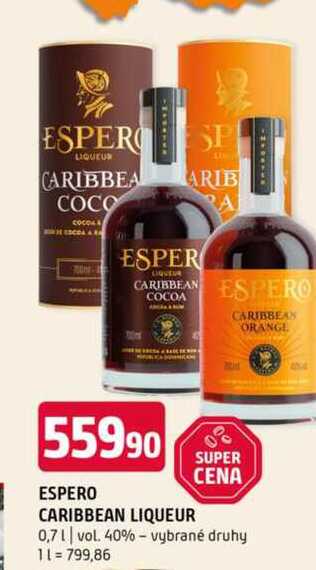 Espero caribbean liqueur 0,7l vol. 40% vybrané druhy 
