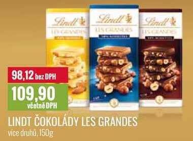 LINDT ČOKOLÁDY LES GRANDES 150g 