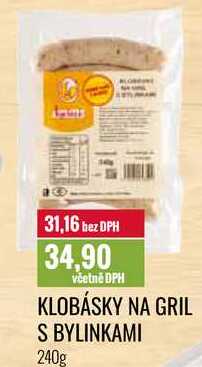 KLOBÁSKY NA GRIL S BYLINKAMI 240g 