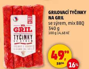 GRILOVACÍ TYČINKY NA GRIL se sýrem, mix BBQ, 340 g 