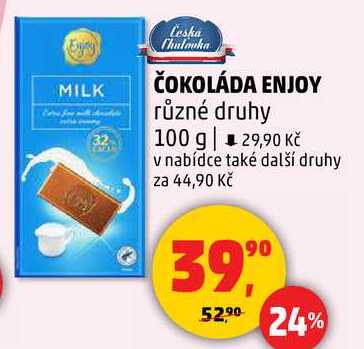 ČOKOLÁDA ENJOY různé druhy, 100 g 