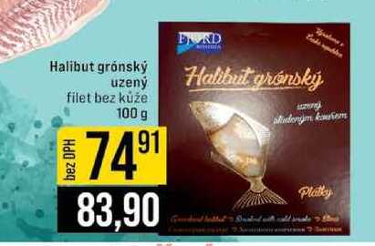 Halibut grónský uzený filet bez kůže 100 g 