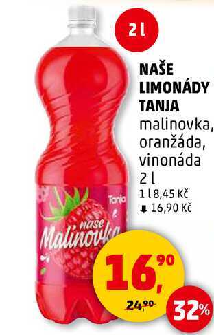NAŠE LIMONÁDY TANJA malinovka, 2 l 