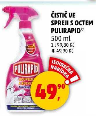 ČISTIČ VE SPREJI S OCTEM PULIRAPID, 500 ml  