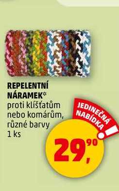 REPELENTNÍ NÁRAMEK proti klíšťatům nebo komárům, různé barvy, 1 ks 