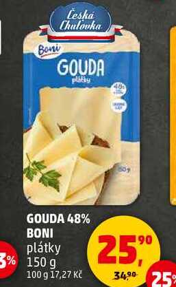 GOUDA 48% BONI plátky, 150 g  