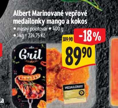 Albert Marinované vepřové medailonky mango a kokos 400 g