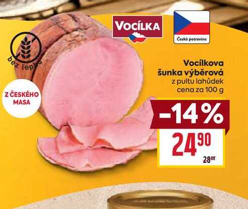 Vocilkova šunka výběrová z pultu lahůdek cena za 100 g 