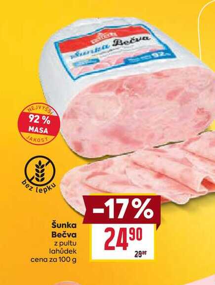 Šunka Bečva z pultu lahůdek cena za 100 g