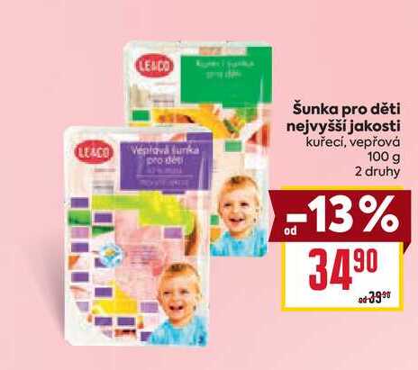 Šunka pro děti nejvyšší jakosti od kuřecí, vepřová 100 g