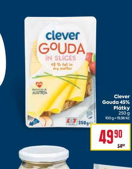 Clever Gouda 45% Plátky 250 g 